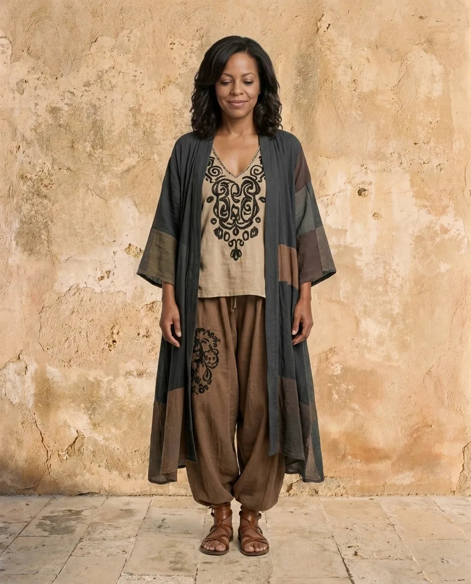 Seraphina | Printed Linen Look Three-Piece Set