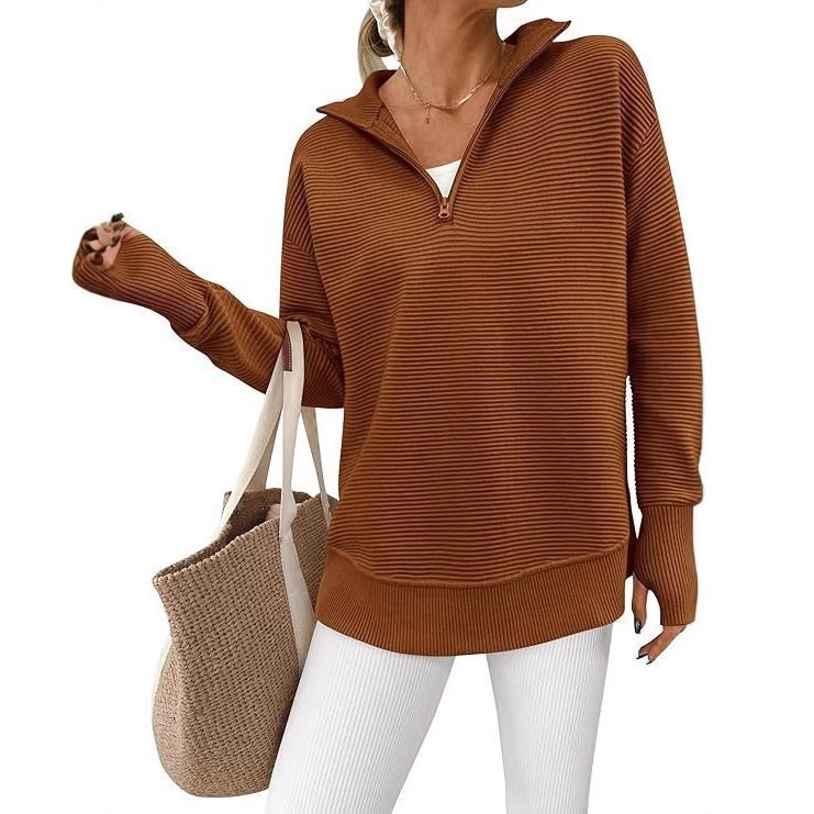 Sablelle Simple White Plain V-Neck Long Sleeve Sweater