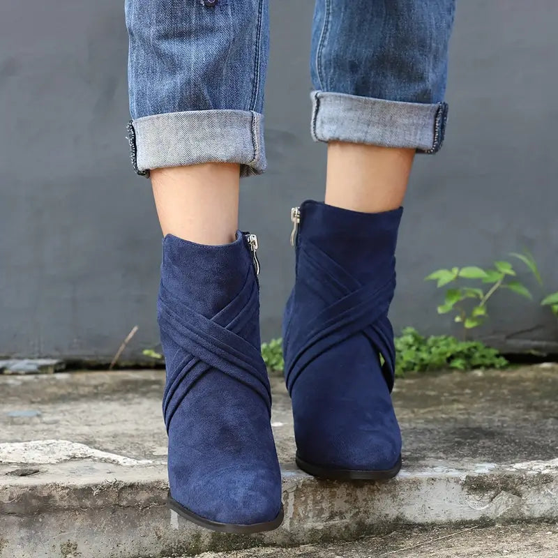 Women’s Side Zip Chunky Heel Ankle Boots