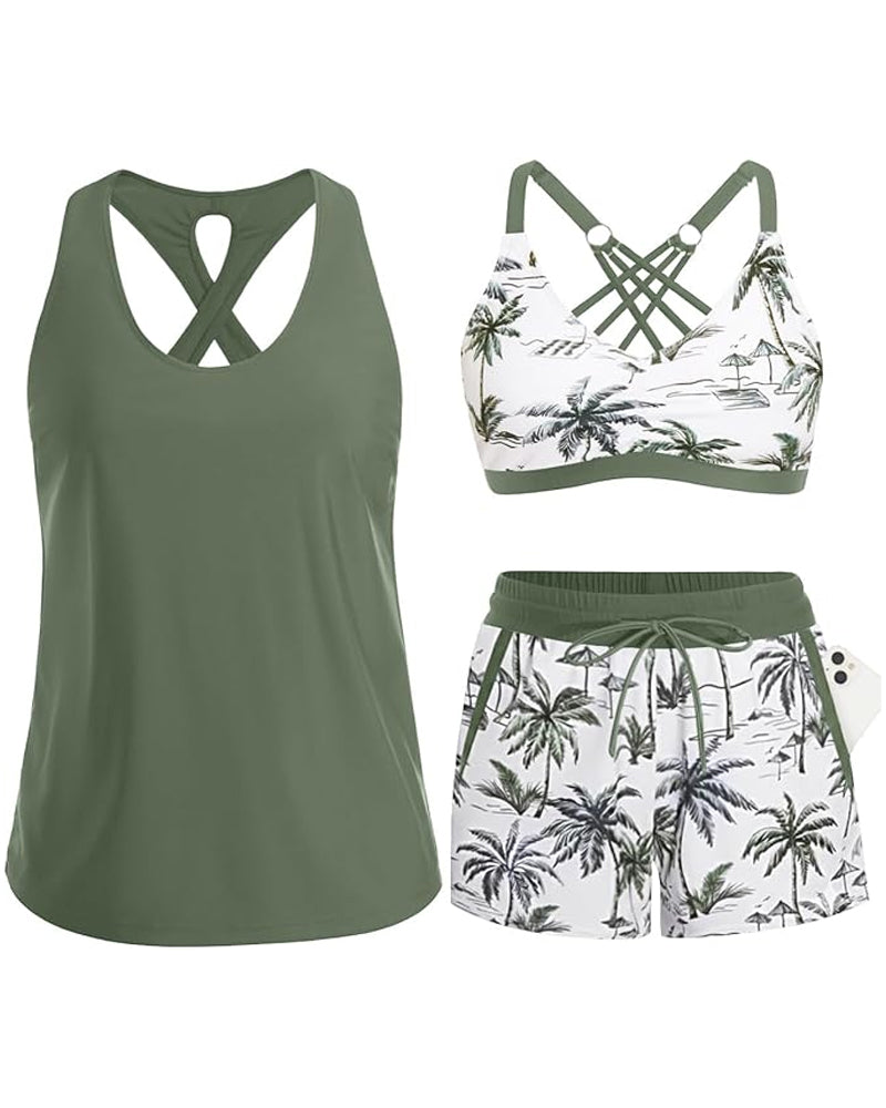 Maren | Three-Piece Tankini Bikini and Cover-Up Set