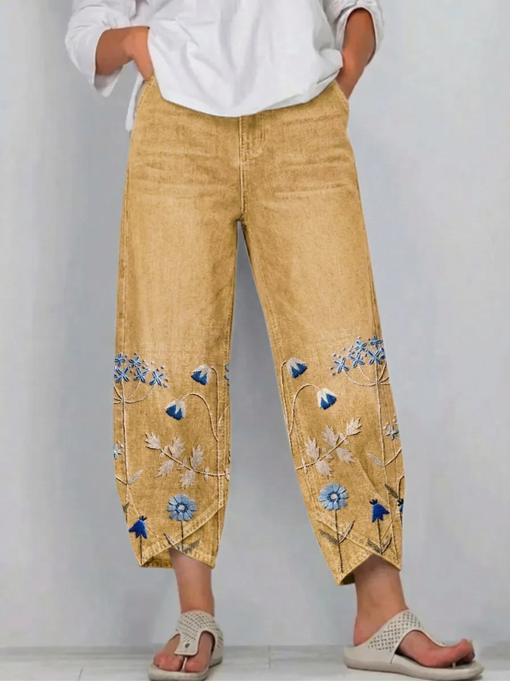 Hazel - Casual Embroidered Pants