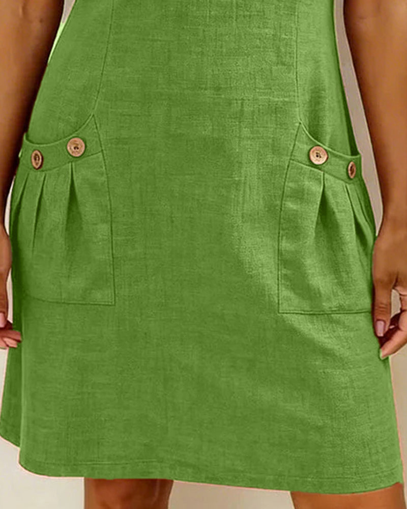 Cotton Dress with Zipper Pocket