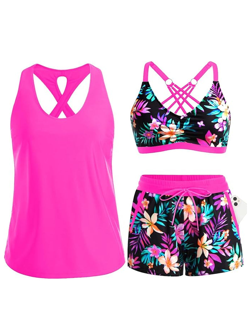 Maren | Three-Piece Tankini Bikini and Cover-Up Set