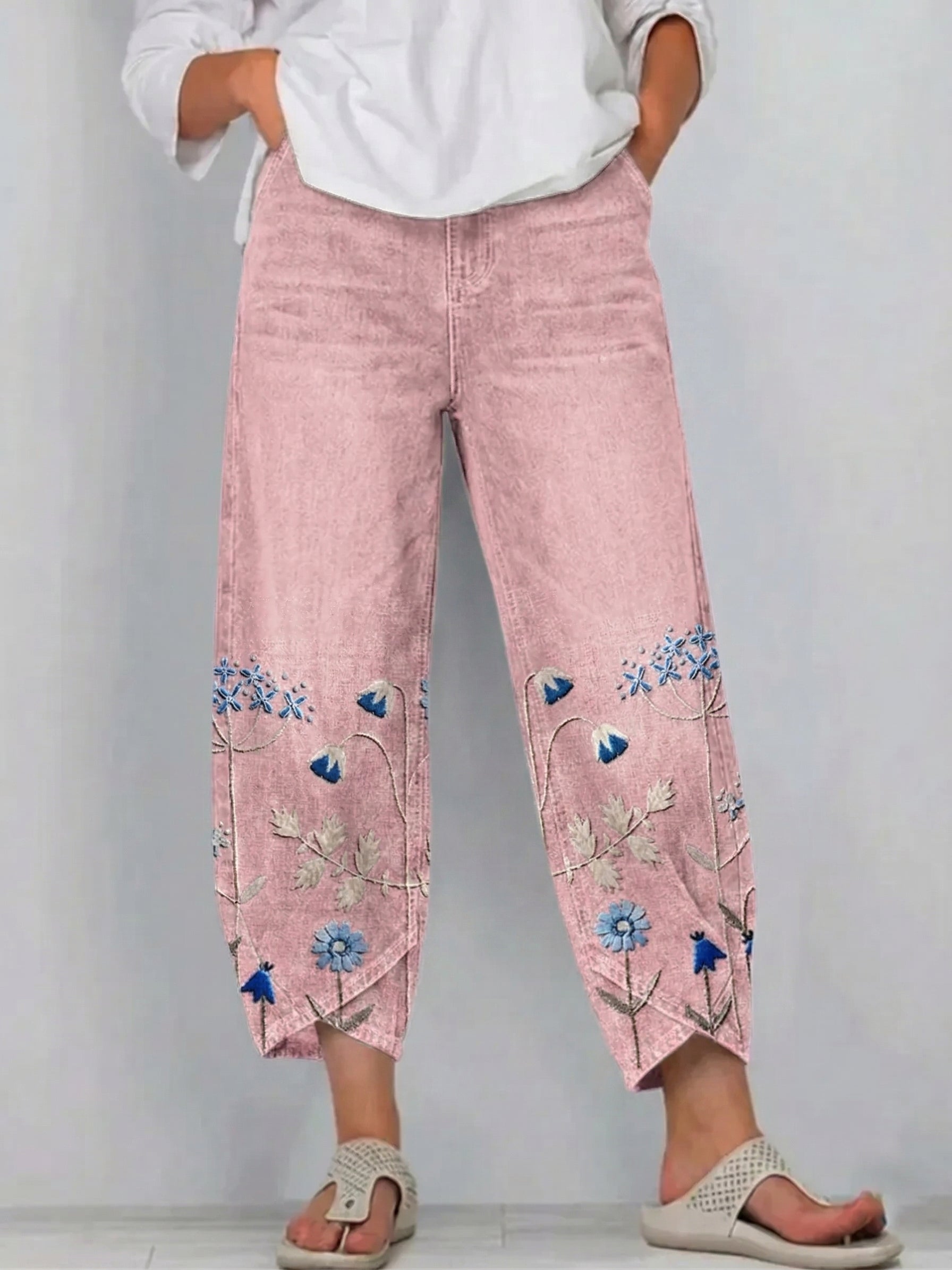 Hazel - Casual Embroidered Pants