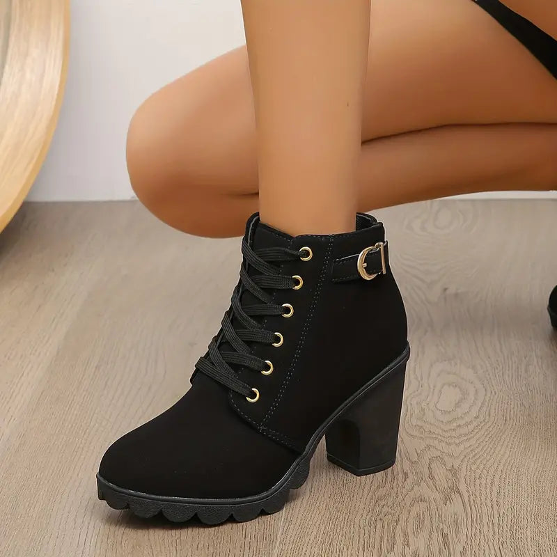 Women’s High Heel Chunky Ankle Boots