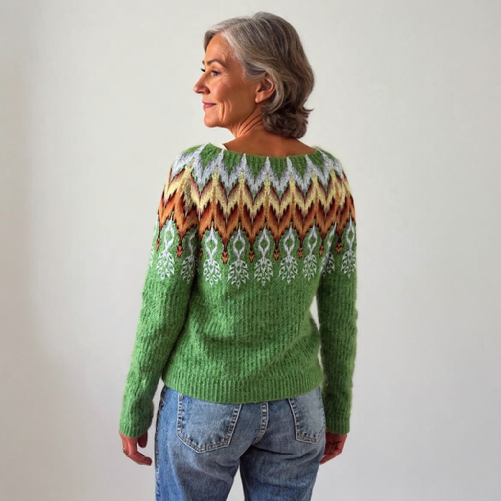 Women’s Patterned Crewneck Pullover Sweater