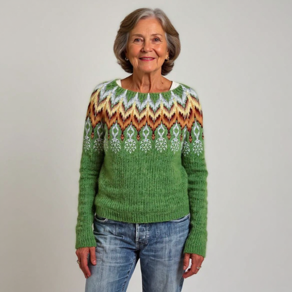 Women’s Patterned Crewneck Pullover Sweater