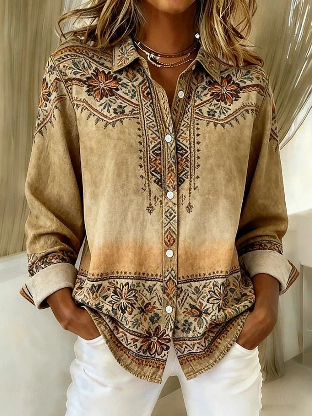 Geena | Vintage Floral Button Front Blouse