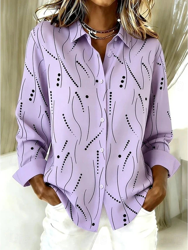 Carissa | Casual Abstract Print Button Blouse