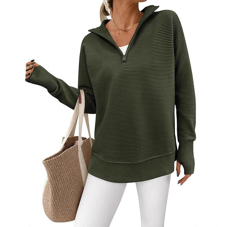 Sablelle Simple White Plain V-Neck Long Sleeve Sweater