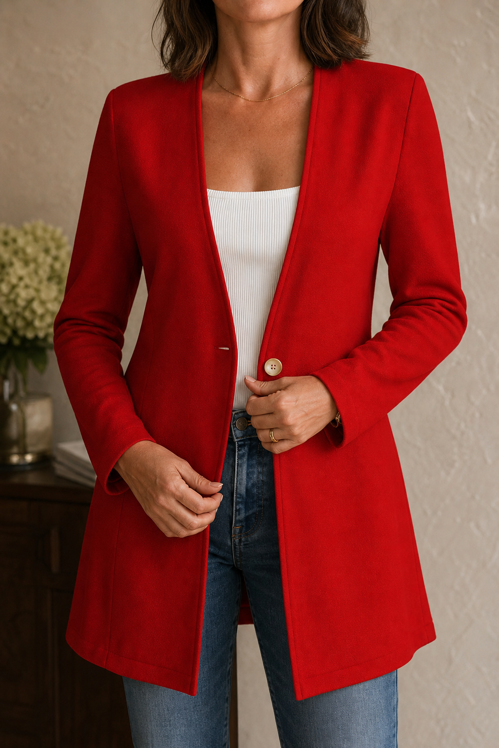 Linevalle | V-Neck Single-Button A-Line Blazer