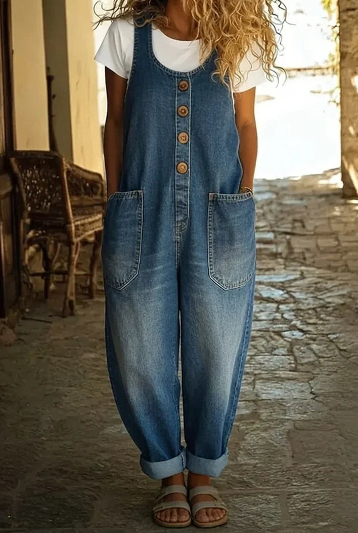 Lenna – Vintage Cotton Denim Jumpsuit
