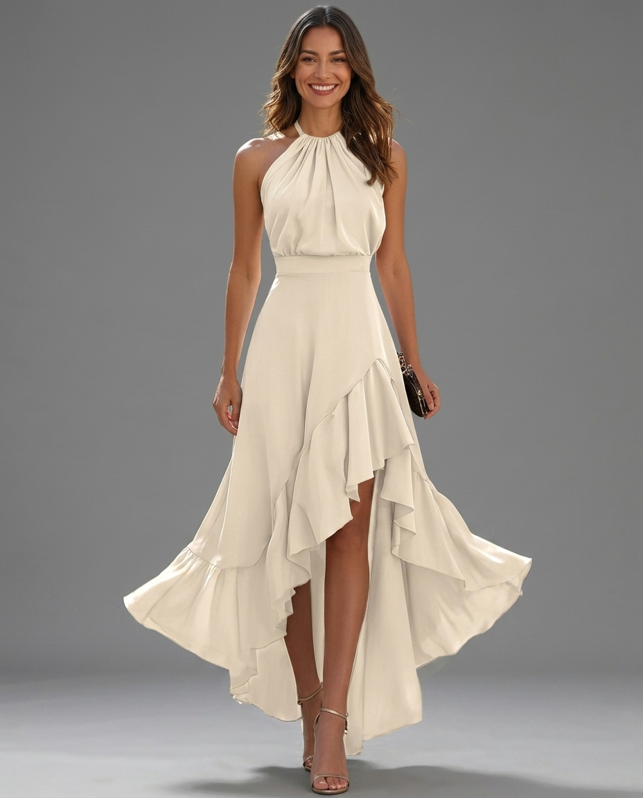 Rosalind™ | Asymmetric Halter Maxi Dress