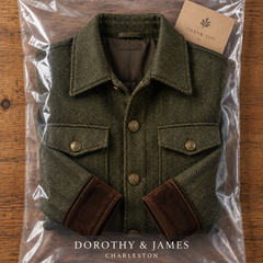 Evangeline jacket in Dorothy and James Charleston branded packaging