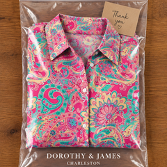Joanna paisley print blouse in Dorothy and James Charleston branded packaging