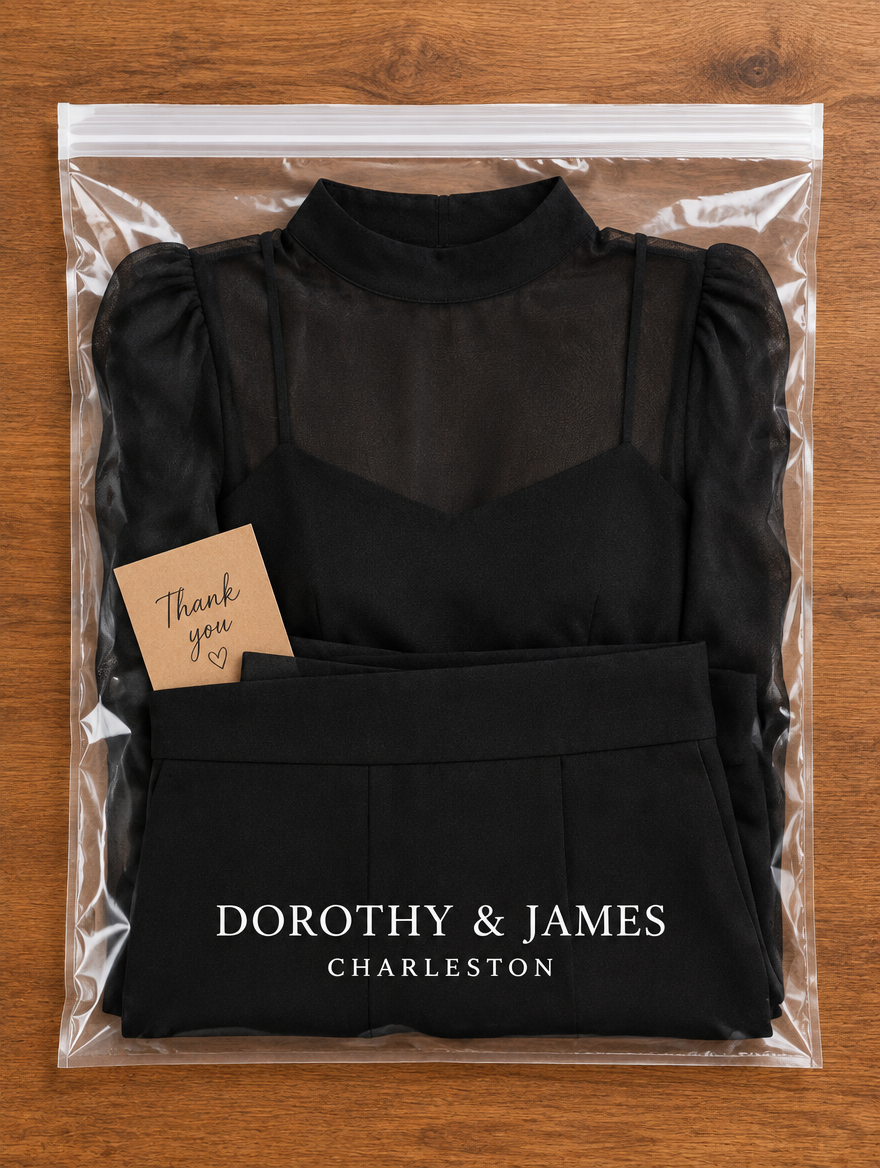 Dorothy and James Charleston packaging for the Thalia Three Piece Set