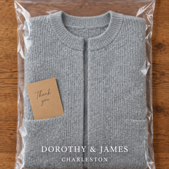 Dorothy and James Charleston packaging for the Maeve Cozy Chic Cardigan