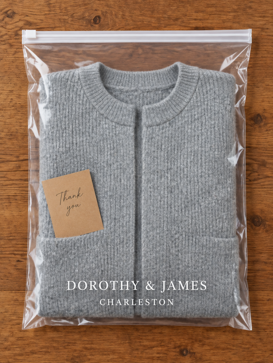 Dorothy and James Charleston packaging for the Maeve Cozy Chic Cardigan