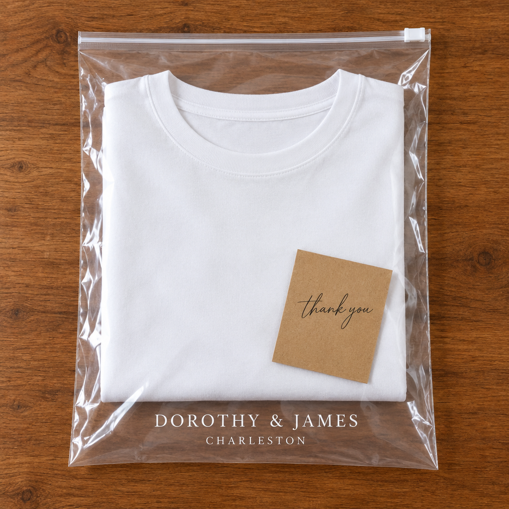 Calvera tee in Dorothy and James Charleston branded packaging