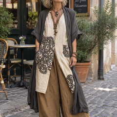 Frida Embroidered Three-Piece Set styled on a model