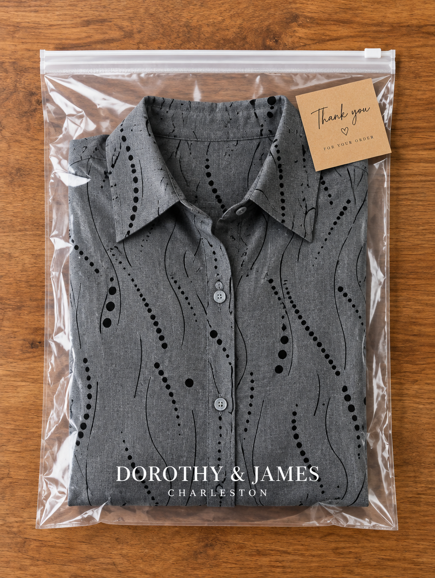 Dorothy & James Charleston packaging for Pernella Casual Dotted Line Pattern Blouse