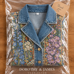 Dorothy & James Charleston packaging for Elizabeth Vintage Floral Denim Jacket