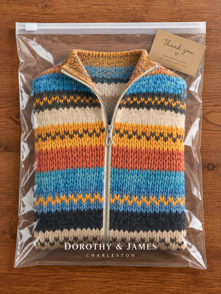Dorothy & James Charleston packaging for Cheryl Multicolour Striped Zip Cardigan