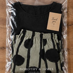 Kalliope two-piece set folded in Dorothy & James Charleston packaging