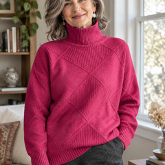 Woman wearing the Lauren luxe turtleneck sweater