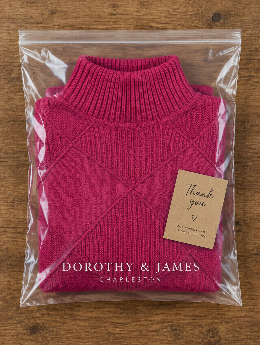 Lauren turtleneck sweater folded in Dorothy & James Charleston packaging