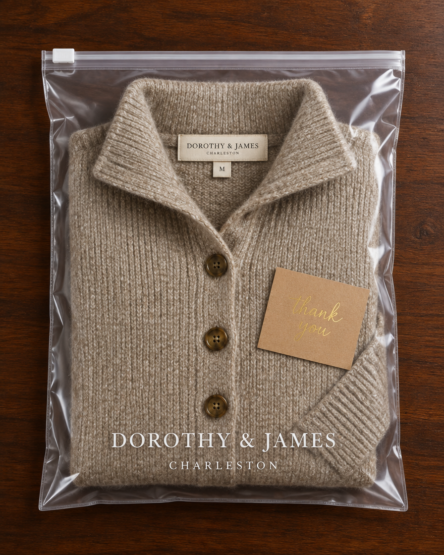 Juliet warm knit dress folded in Dorothy & James Charleston packaging