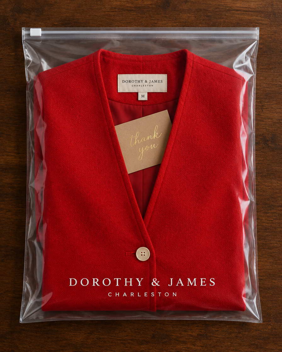 Linevalle A-line blazer folded in Dorothy & James Charleston packaging