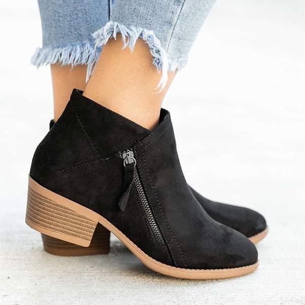 Sizily™ | Ankle Block Heel Side Zip