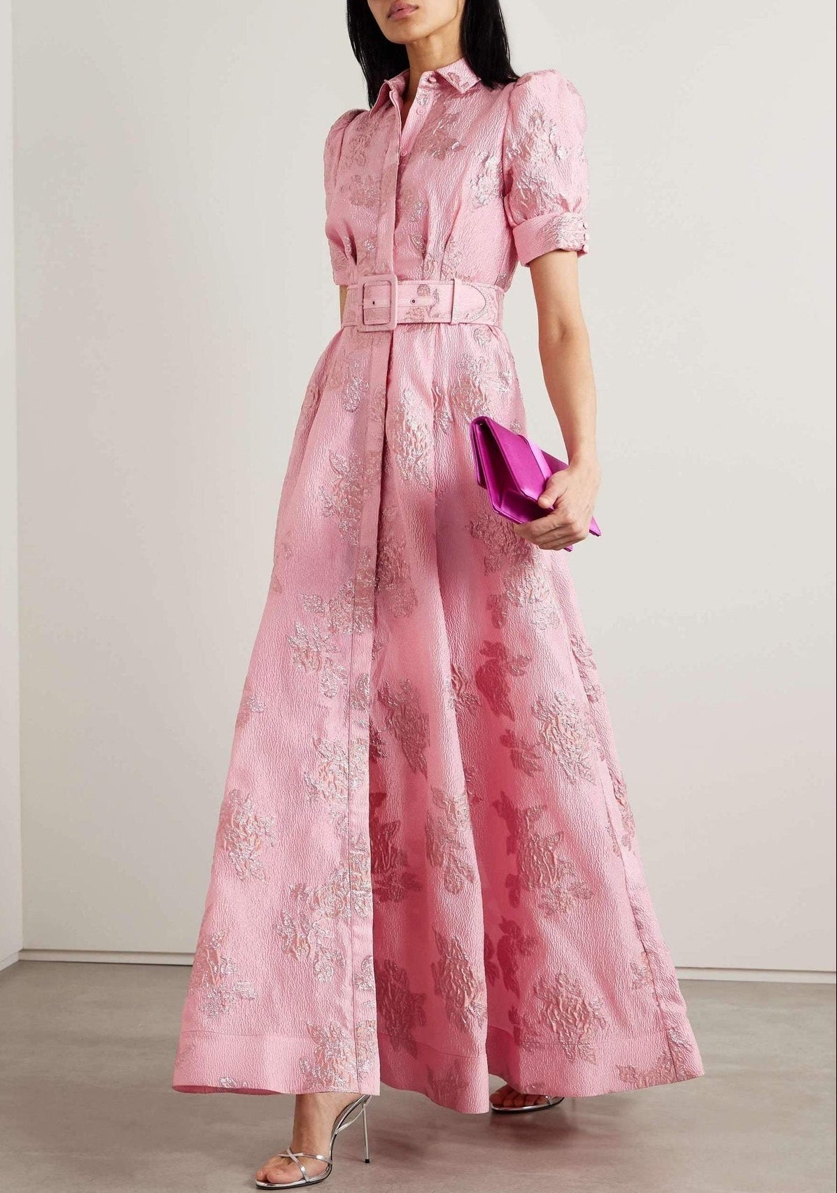 Anabella - Elegant Wedding Guest Maxi Dress with Short Puff Sleeves