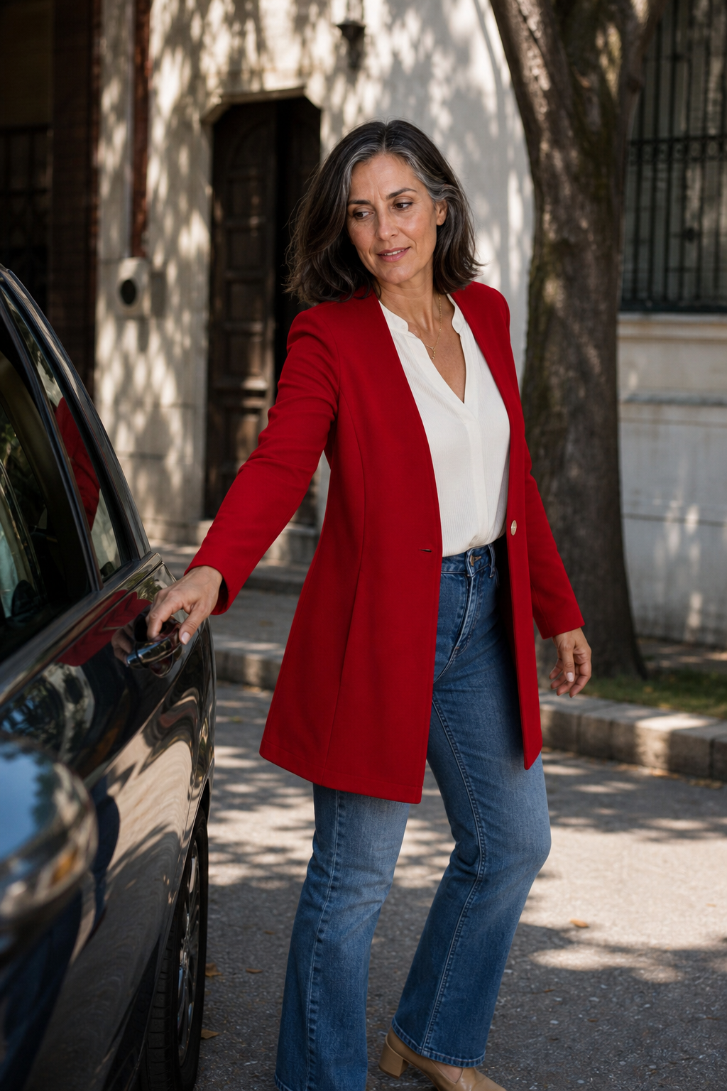 Linevalle | V-Neck Single-Button A-Line Blazer