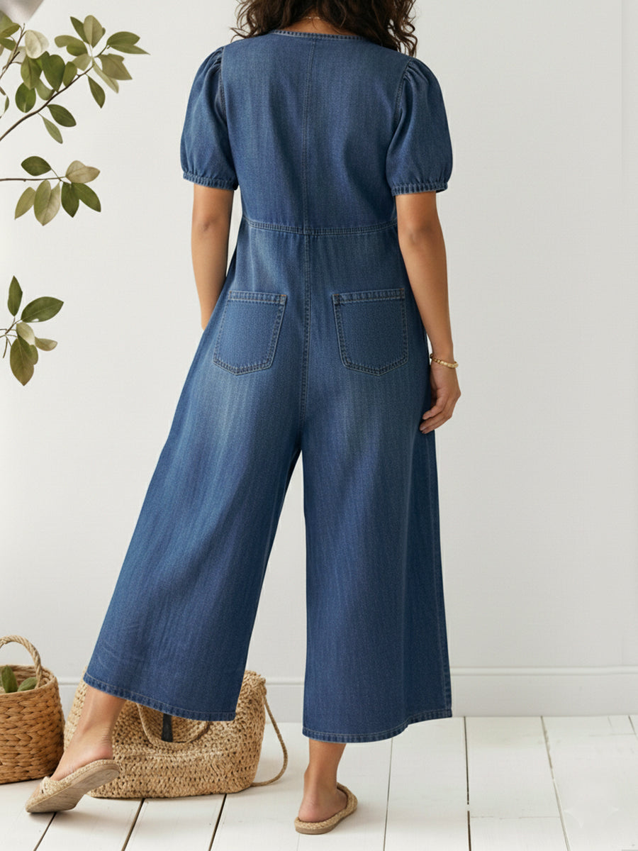 Harper™ | Denim Wide-Leg Jumpsuit