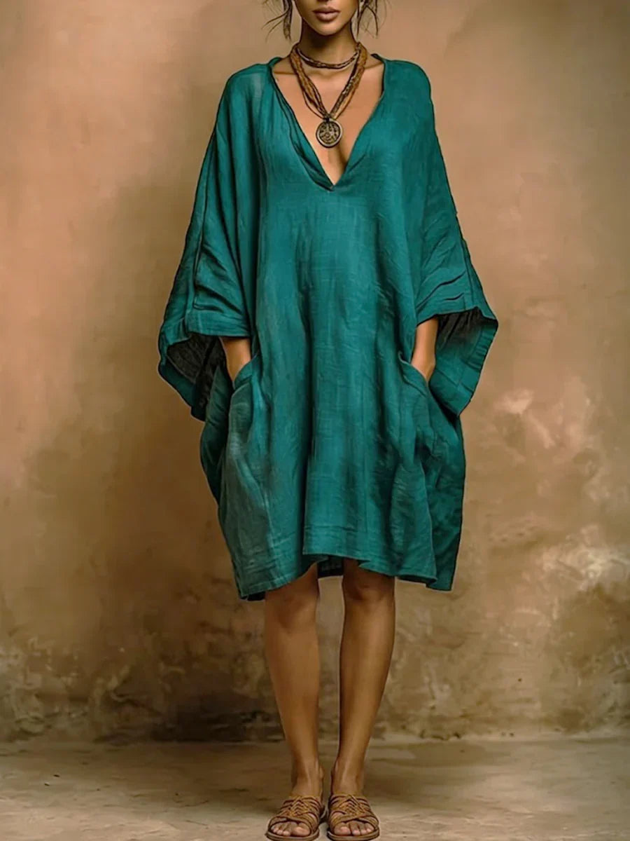 Casual cotton and linen dress