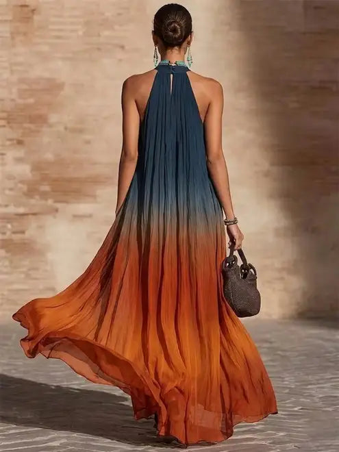 Lumielle™ | Ombre Halter/V-Neck Maxi Dress