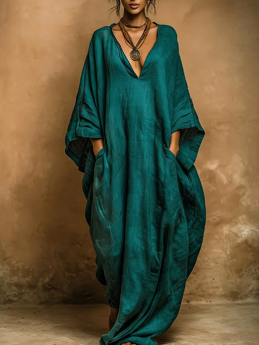 Luna - Bohemian Linen And Cotton Kaftan Robe