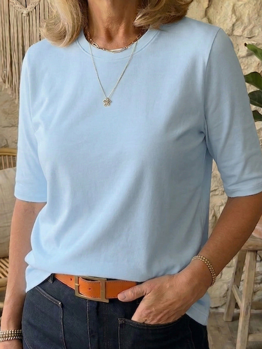 Cozy Minimalist Half-sleeve 100% Cotton T-shirt