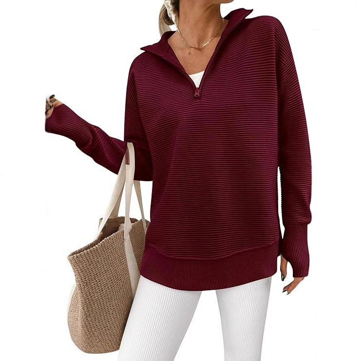 Sablelle Simple White Plain V-Neck Long Sleeve Sweater