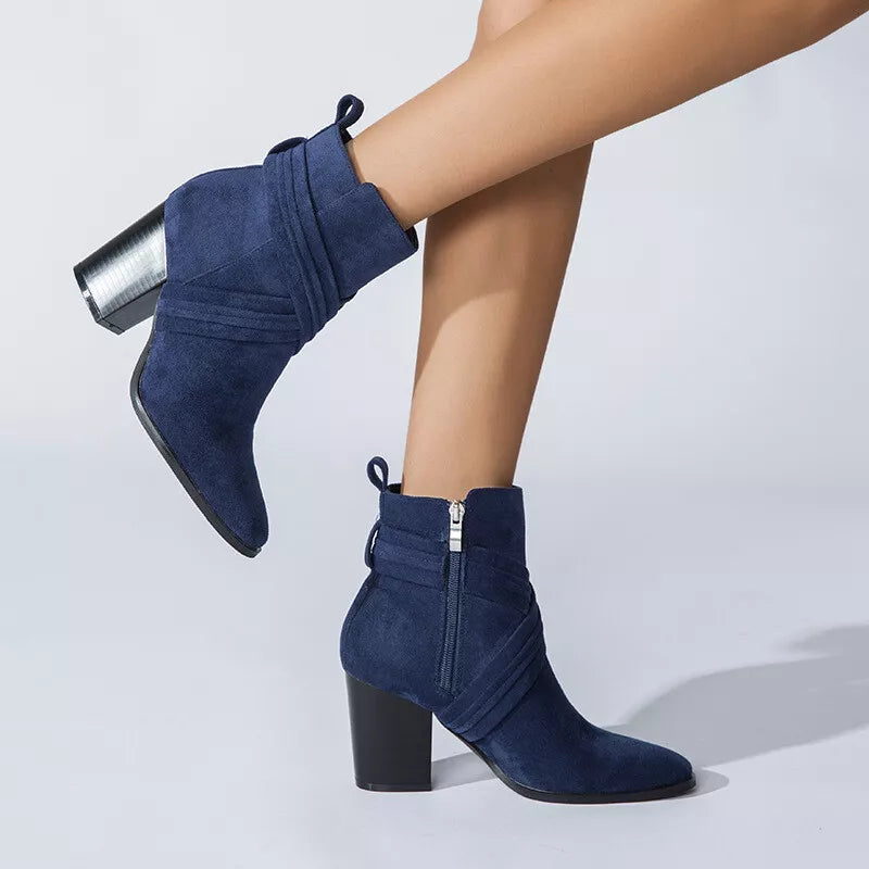 Women’s Side Zip Chunky Heel Ankle Boots