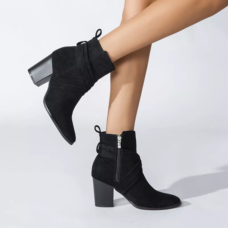 Women’s Side Zip Chunky Heel Ankle Boots