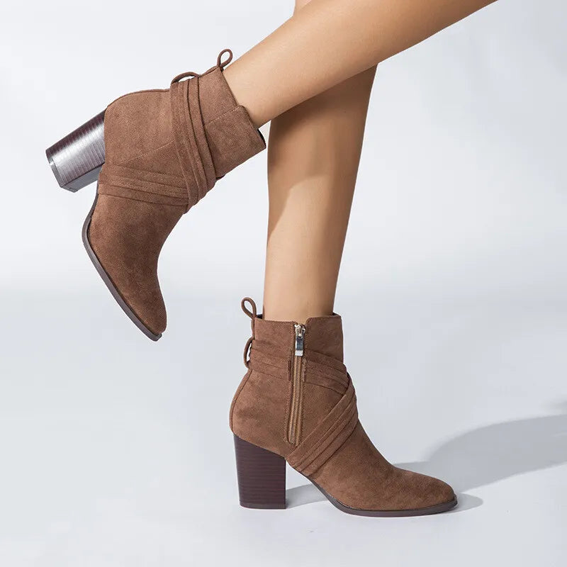 Women’s Side Zip Chunky Heel Ankle Boots