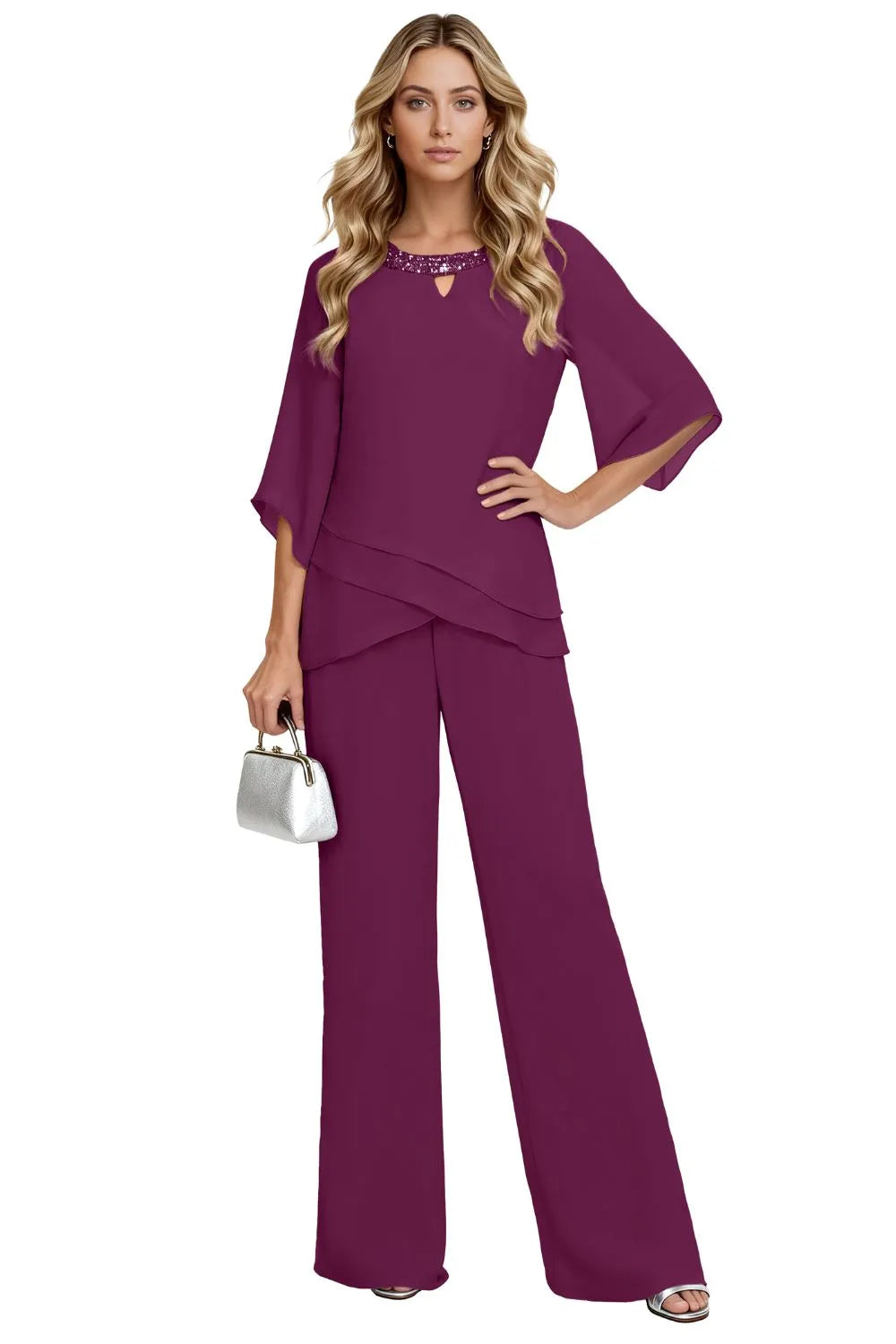 Maribel | Flowing Chiffon Formal Pant Set