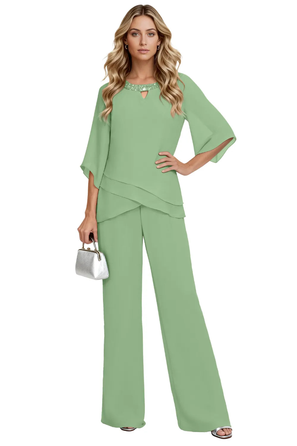 Maribel | Flowing Chiffon Formal Pant Set