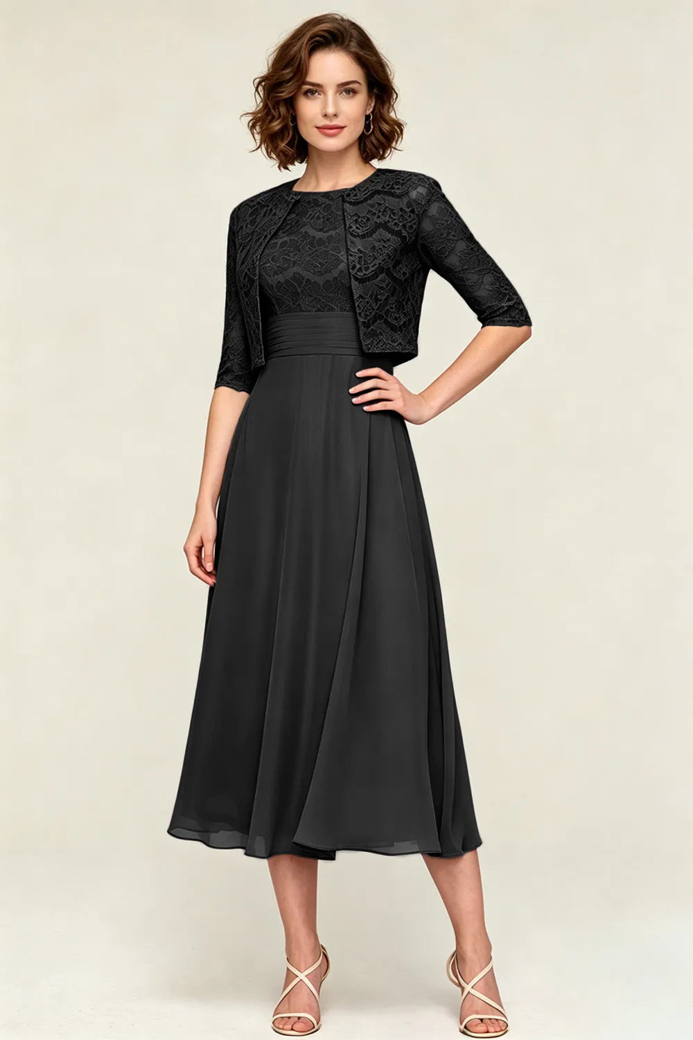 Marielle™ | Lace Jacket Midi Dress