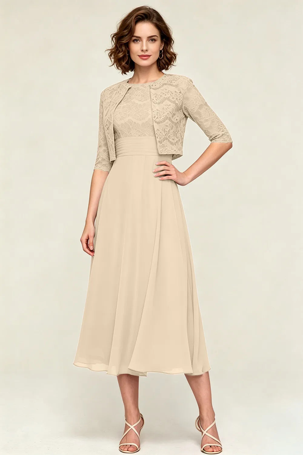 Marielle™ | Lace Jacket Midi Dress