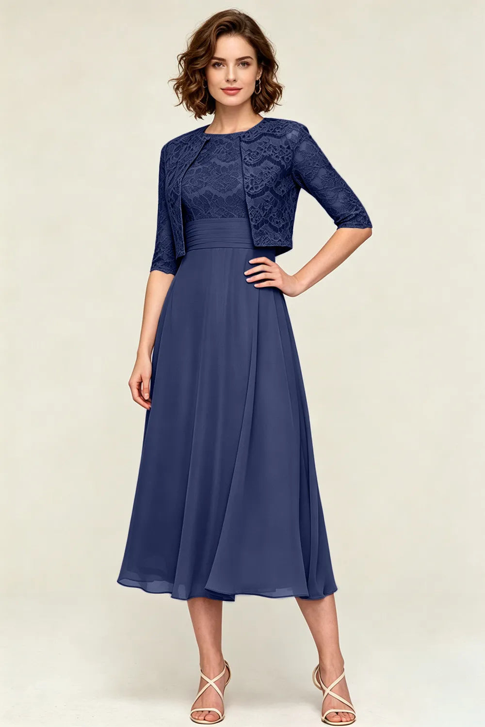 Marielle™ | Lace Jacket Midi Dress