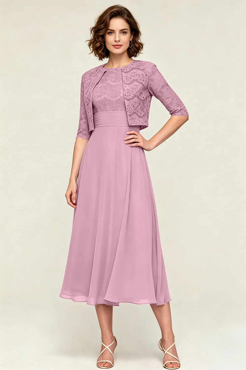Marielle™ | Lace Jacket Midi Dress
